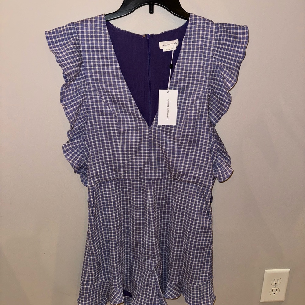 Lovers+Friends Purple Checkered romper